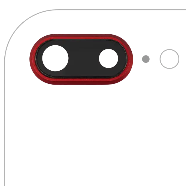 Lentille de caméra arrière avec support et anneau pour Apple iPhone 8 Plus (compatible premium, rouge, lot de 10)
