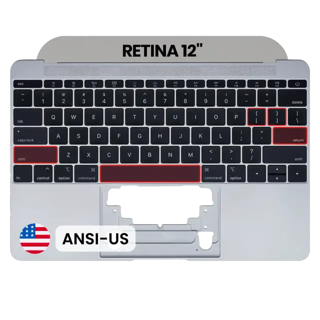 Châssis supérieur avec clavier ANSI US et microphone pour Apple MacBook 12" A1534 (2015) (OEM New, gris sidéral)