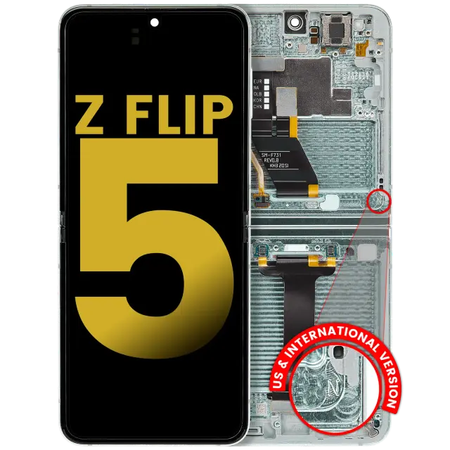Écran OLED intérieur avec châssis pour Samsung Galaxy Z Flip 5 5G (version US & internationale, reconditionné, Mint)