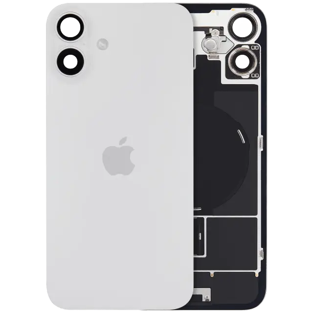 Vitre arrière avec MagSafe, NFC et nappe flash pour Apple iPhone 16 plus (UK / EU Version, origine, blanc)
