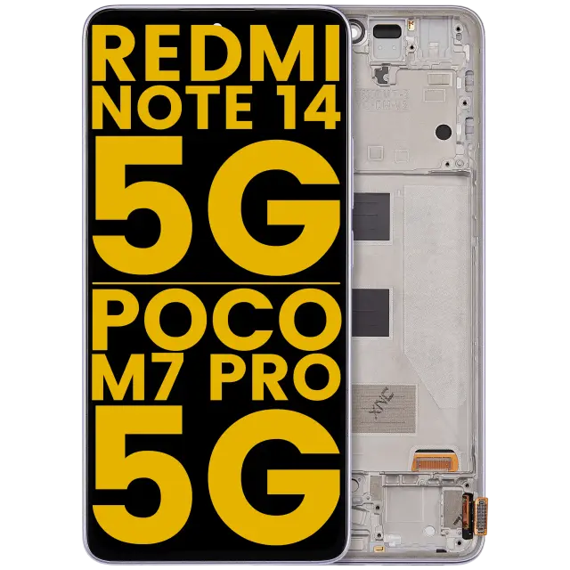 Écran OLED avec châssis pour Xiaomi Redmi Note 14 5G / Poco M7 Pro 5G (reconditionné, violet)
