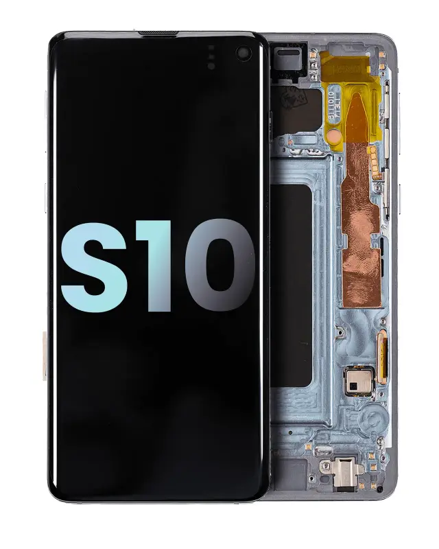 Écran OLED avec châssis pour Samsung Galaxy S10 (pack service origine, Prism Blue)