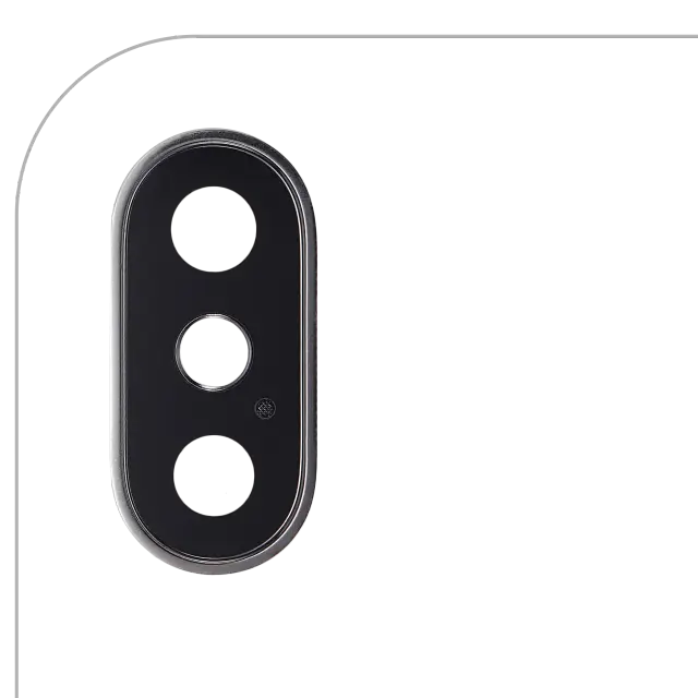 Lentille de caméra arrière avec support et anneau pour Apple iPhone X (Real Sapphire, premium, argent, lot de 10)