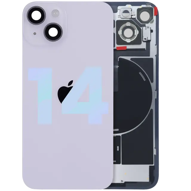 Vitre arrière avec MagSafe, NFC et nappe flash pour Apple iPhone 14 (origine, violet)