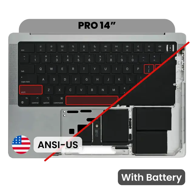 Châssis supérieur avec batterie et clavier ANSI US pour Apple MacBook Pro 14" A2442 (2021) / A2779 (2023) (gris sidéral)