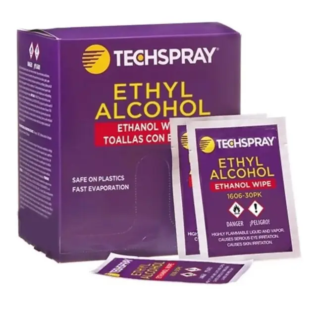 Lingettes à l’éthanol Techspray 1606 pour résidus de flux et nettoyage de PCB (lot de 30)