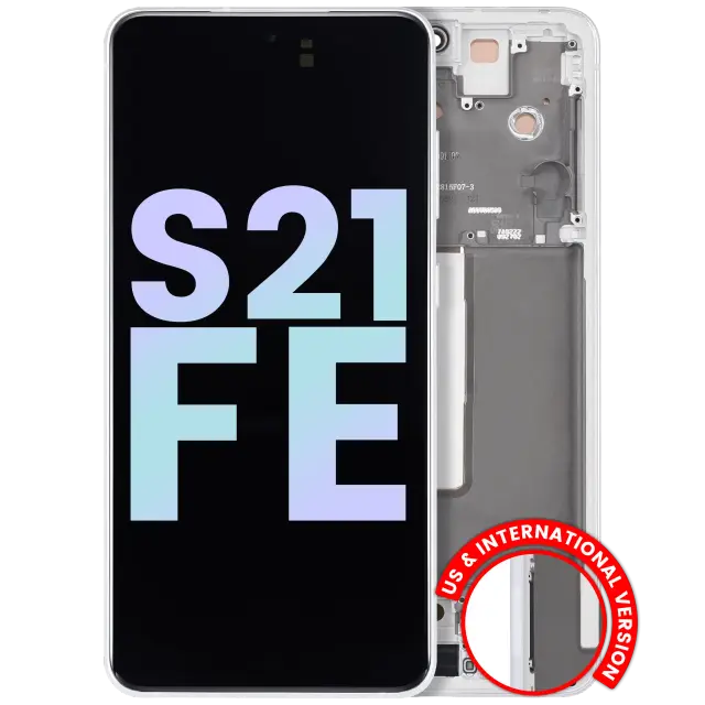 Écran OLED avec châssis pour Samsung Galaxy S21 FE 5G (version US & internationale, pack service origine, blanc)