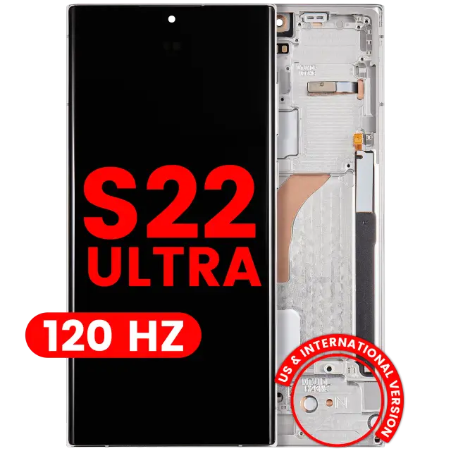 Écran OLED avec châssis pour Samsung Galaxy S22 Ultra 5G (version US & internationale, Aftermarket Pro, 120 Hz, Phantom White)
