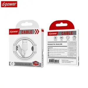 Câble Data USB vers Micro USB d-power F6001 1m Blanc