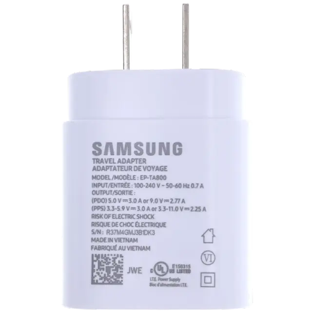 Chargeur secteur Samsung USB-C (origine neuve, blister, blanc)
