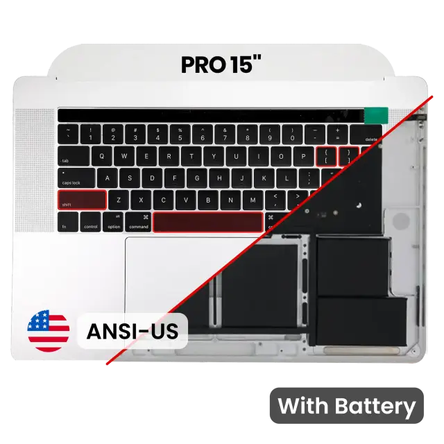 Châssis supérieur avec batterie et clavier ANSI US pour Apple MacBook Pro 15" A1707 (2016-2017) (argent)