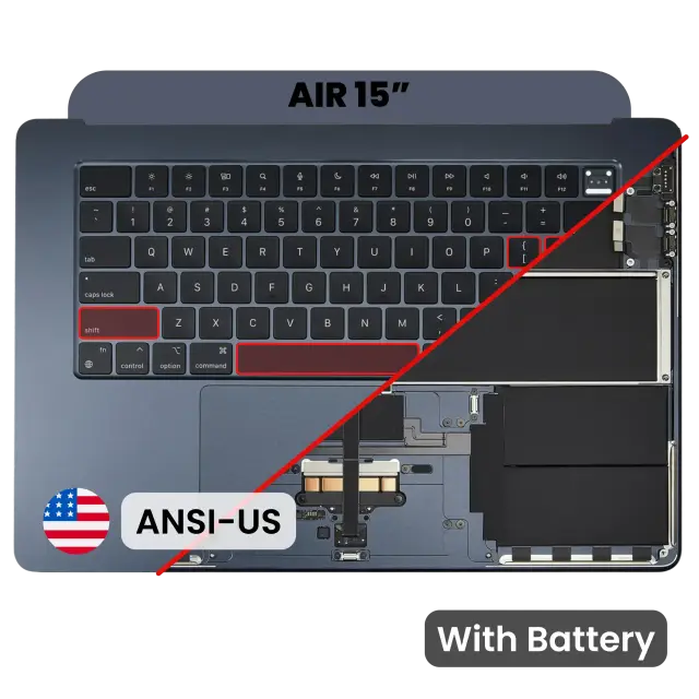 Châssis supérieur avec batterie et clavier ANSI US pour Apple MacBook Air 15" A3114 (2024) (origine, minuit)