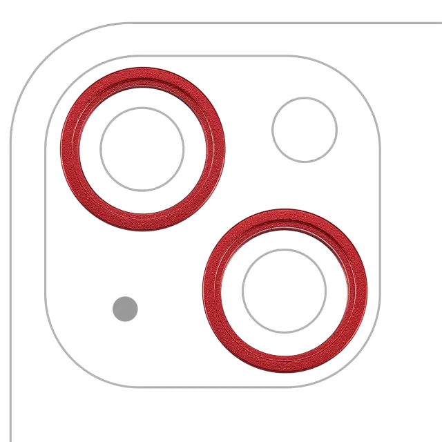 Anneau de contour de caméra arrière pour Apple iPhone 13 / 13 Mini (lot de 2, rouge, lot de 10)