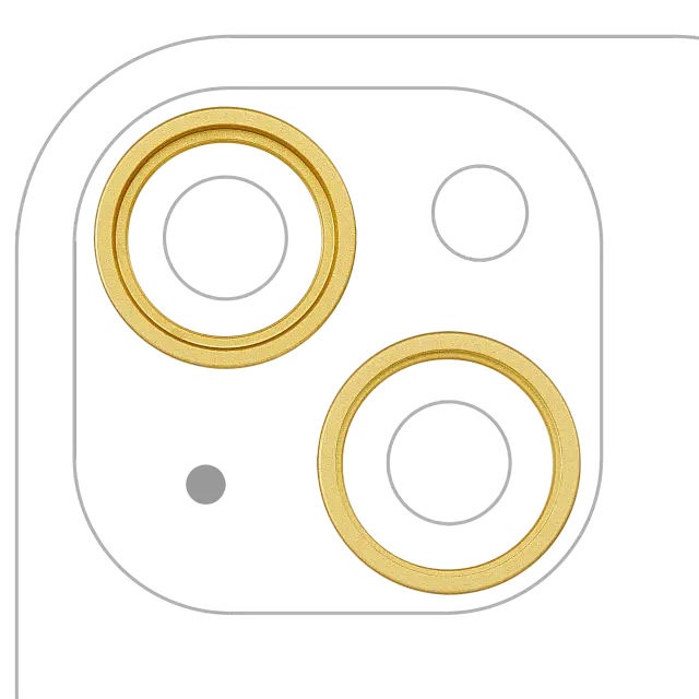 Anneau de contour de caméra arrière pour Apple iPhone 14 / 14 Plus (lot de 2, jaune, lot de 10)