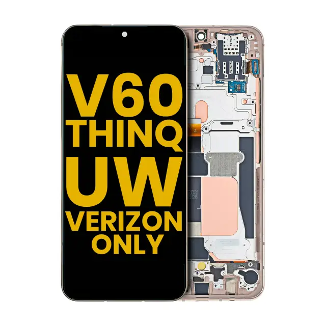 Écran OLED avec châssis pour LG V60 ThinQ 5G UW (Verizon Model, reconditionné, Classy Blue / Gold Frame)