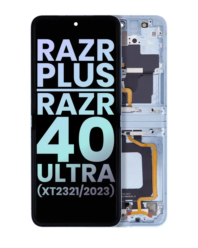 Écran OLED intérieur avec châssis pour Motorola Moto Razr Plus 2023 / Razr 40 Ultra (XT2321 / 2023) (origine, Glacier Blue)