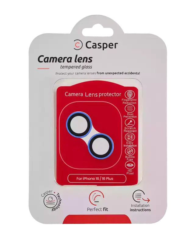 Protection de lentilles de caméra pour iPhone 16 / 16 Plus (bleu outremer, transparent)