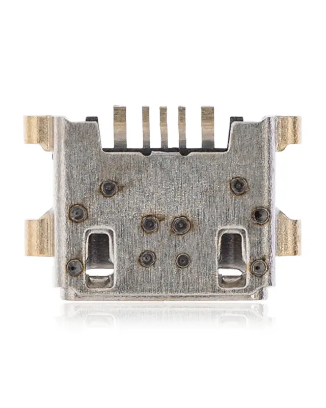 Connecteur de charge à souder — format Micro B, 5 broches, 4 points de fixation (C116)