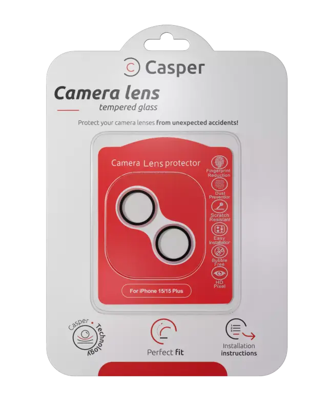 Protection de lentilles de caméra pour iPhone 15 / 15 Plus (rose, transparent)