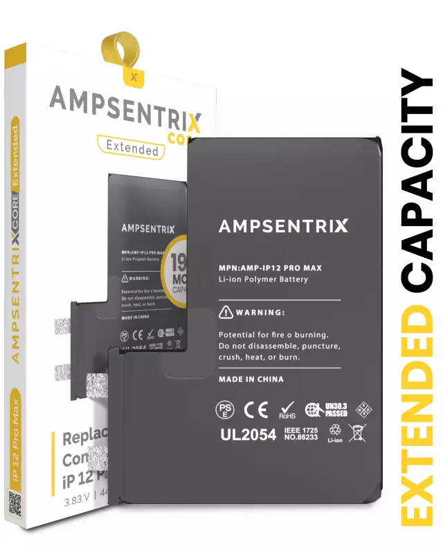Batterie nue à souder pour Apple IPhone 12 Pro Max (soudure par points requise, AmpSentrix Core Extended)