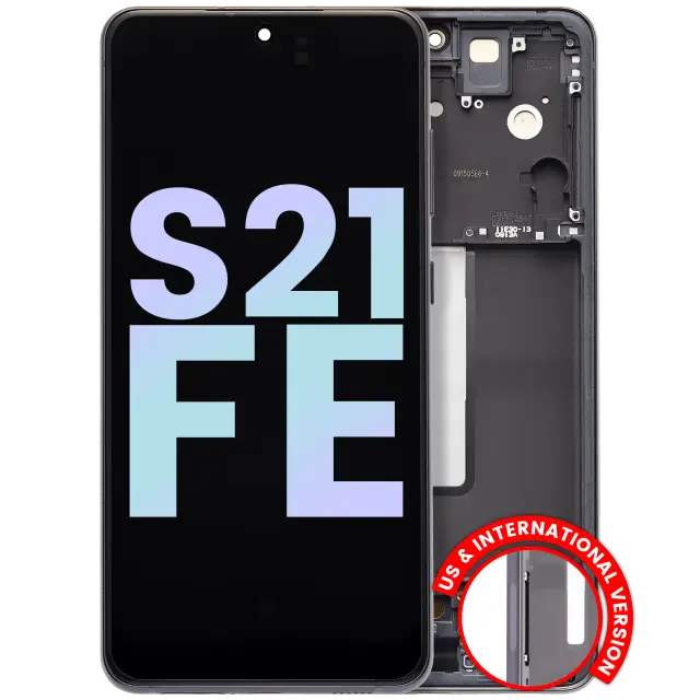 Écran OLED avec châssis pour Samsung Galaxy S21 FE 5G (version US & internationale, pack service origine, graphite)