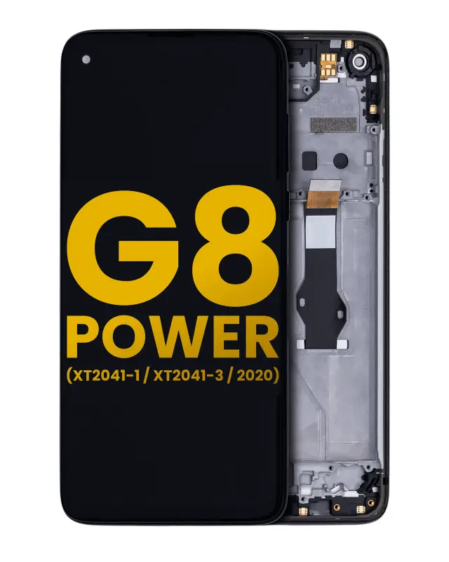 Écran LCD avec châssis pour Motorola Moto G8 Power (XT2041-1 / XT2041-3 / 2020) (reconditionné, Smoke Black)