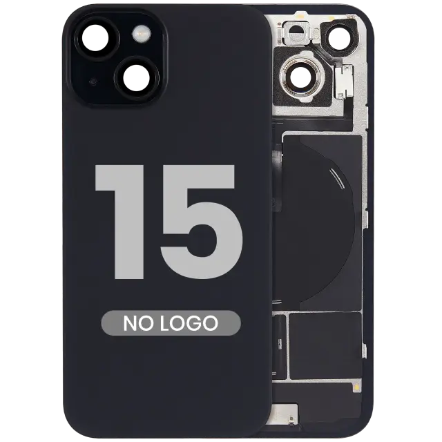 Vitre arrière pour Apple iPhone 15 (sans logo, noir) — réf. 107082130558