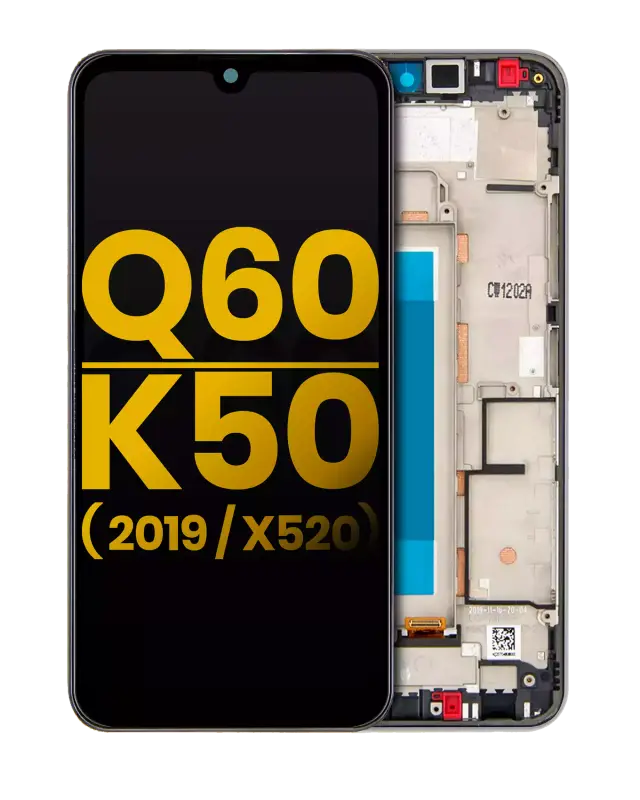 Écran LCD avec châssis pour LG Q60 (Single Card Version) / K50 (2019 / X520) (reconditionné, argent)