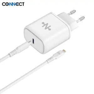 Chargeur Secteur USB-C CONNECT Charge Rapide 25W avec Câble Data Type-C vers Lightning (1m) Blanc
