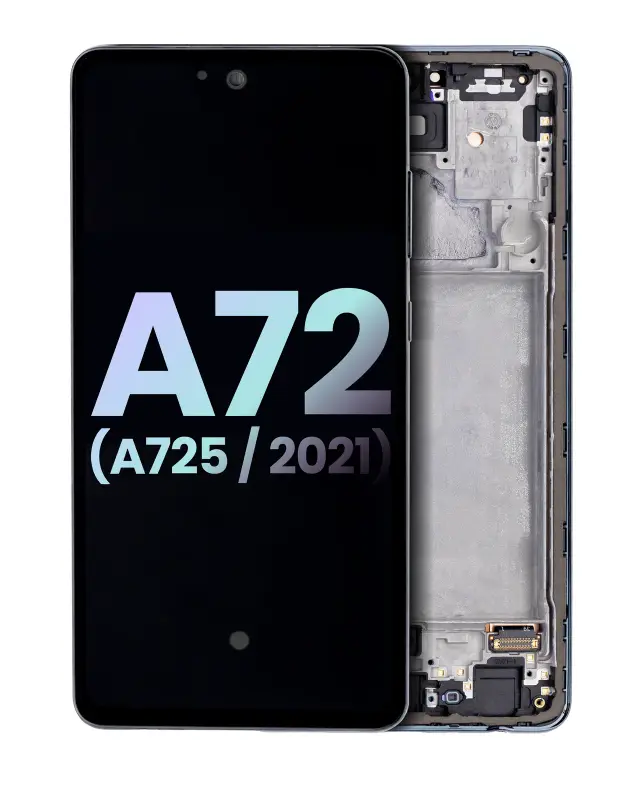 Écran OLED avec châssis pour Samsung A72 (A725 / 2021) (pack service origine, Awesome Black)