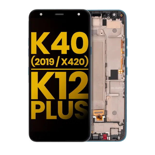 Écran LCD avec châssis pour LG K40 (2019 / X420) / K12 Plus (reconditionné, bleu)