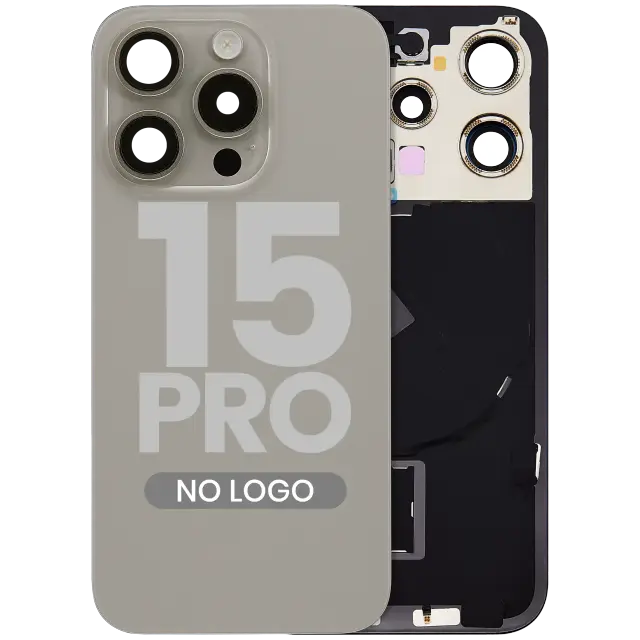 Vitre arrière pour Apple iPhone 15 Pro (sans logo, compatible, titane naturel) — réf. 107082130571