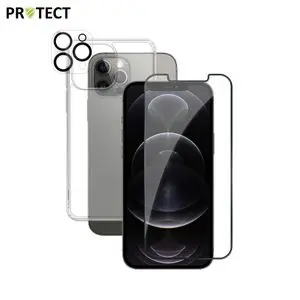 Pack de Protection Coque + Protection Lentille + Verre Trempé PROTECT pour Apple iPhone 12 Pro Transparent