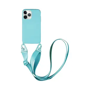 Coque Silicone avec Bandoulière Apple iPhone 11 Pro (#7) Bleu Clair