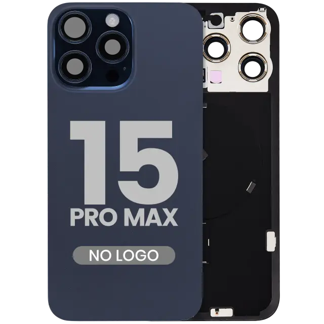 Vitre arrière pour Apple iPhone 15 Pro Max (sans logo, compatible, Blue Titanium) — réf. 107082130574