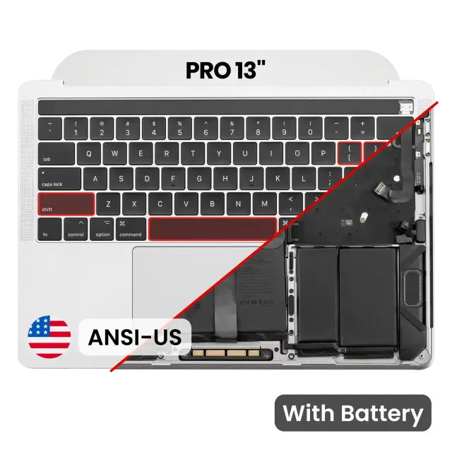 Châssis supérieur avec batterie et clavier ANSI US pour Apple MacBook Pro 13" A1989 (2018-2019) (OEM New, argent)