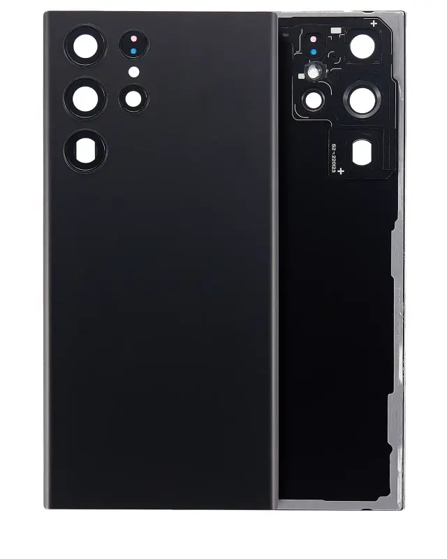 Vitre arrière pour Samsung Galaxy S22 Ultra 5G (sans logo, compatible premium, noir fantôme)
