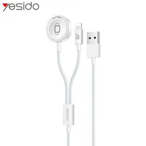 Câble de Charge Montre Connectée Yesido DS35 USB vers Lightning 12W + Pad de Charge 2.5W Blanc