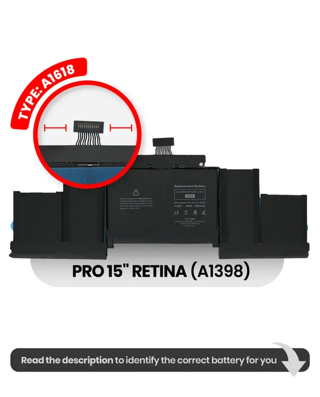 Batterie pour Apple MacBook Pro 15" A1398 (2015)