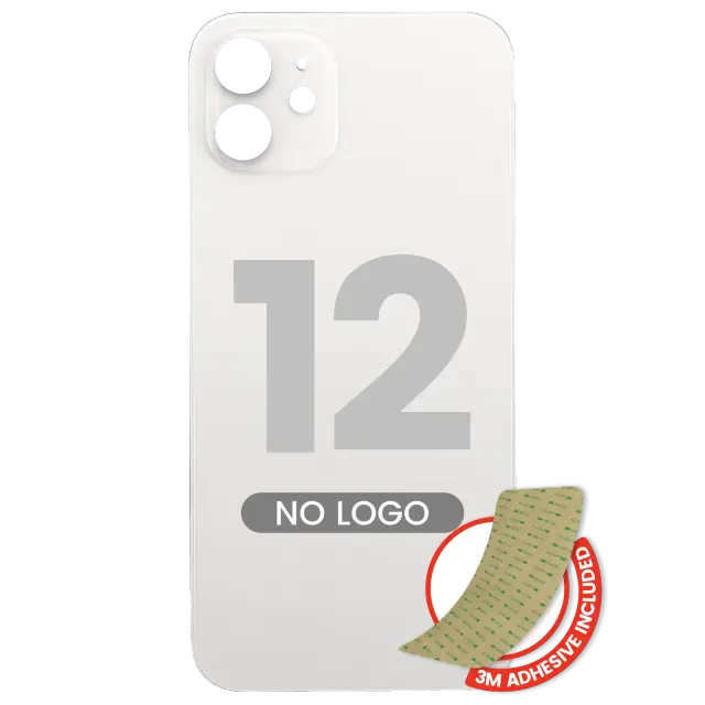 Vitre arrière pour Apple iPhone 12 (No Logo / Large Camera Hole, blanc)
