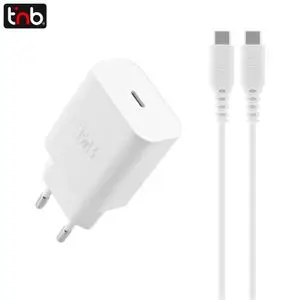 Chargeur Secteur USB-C T'nb 20W + Câble USB-C vers USB-C 1m CHPDTC20 Blanc