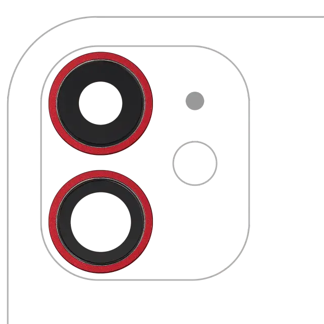 Lentille de caméra arrière avec support et anneau pour Apple iPhone 11 (lot de 2, compatible premium, rouge)