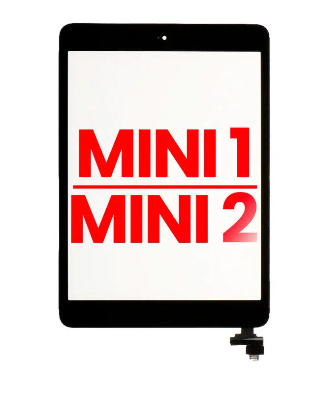 Vitre tactile avec circuit intégré et bouton principal préinstallé pour Apple iPad Mini 1 / iPad Mini 2 (compatible premium, noir)