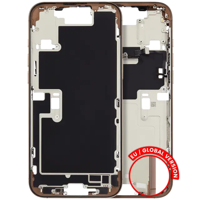 Châssis pour Apple iPhone 16 Pro Max (version EU, origine d'occasion — grade B, titane sable) — Châssis central avec petites pièces