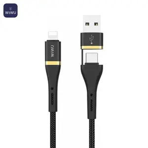 Câble Data Multi Wiwu USB + Type-C vers Lightning (1.2m) ED-105 Noir