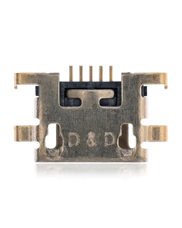 Connecteur de charge à souder — format Micro B, 5 broches, 4 points de fixation (C124)
