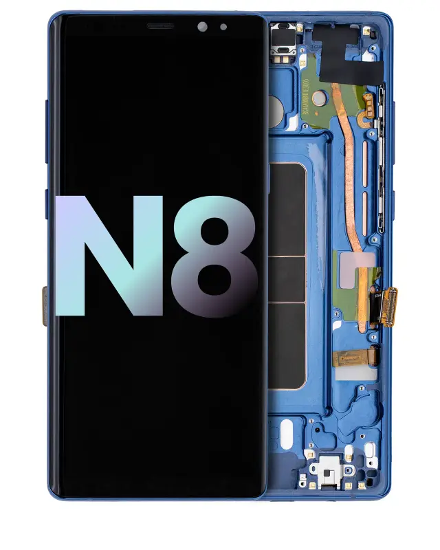 Écran OLED avec châssis pour Samsung Galaxy Note 8 (pack service origine, bleu)