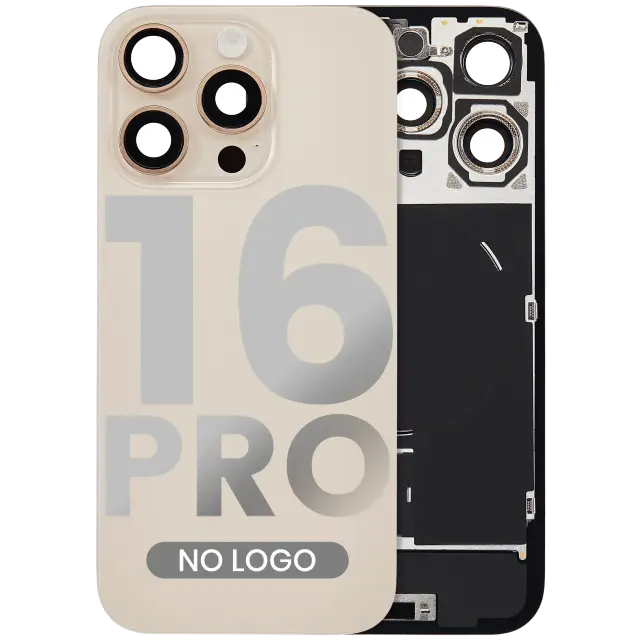 Vitre arrière pour Apple iPhone 16 Pro (sans logo, compatible, titane sable) — réf. 107082113897