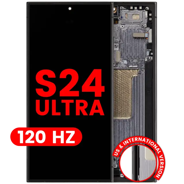 Écran OLED avec châssis pour Samsung Galaxy S24 Ultra (version US & internationale, compatible premium, 120 Hz, Titanium Black)