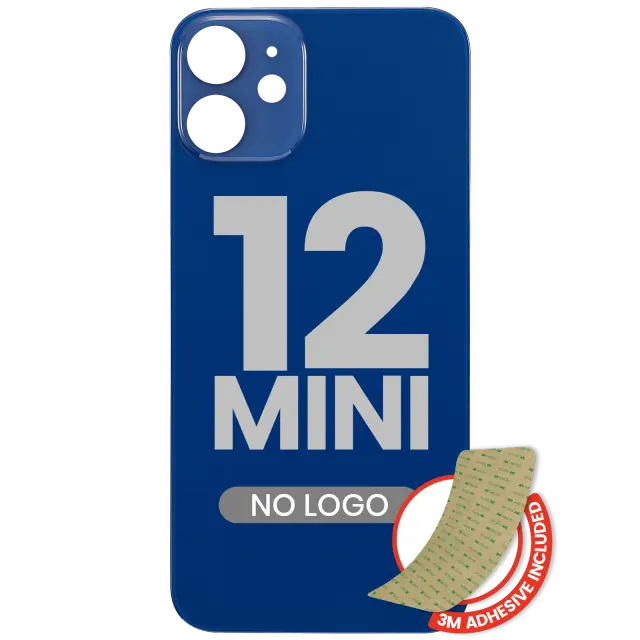 Vitre arrière pour Apple iPhone 12 Mini (No Logo / Large Camera Hole, bleu)